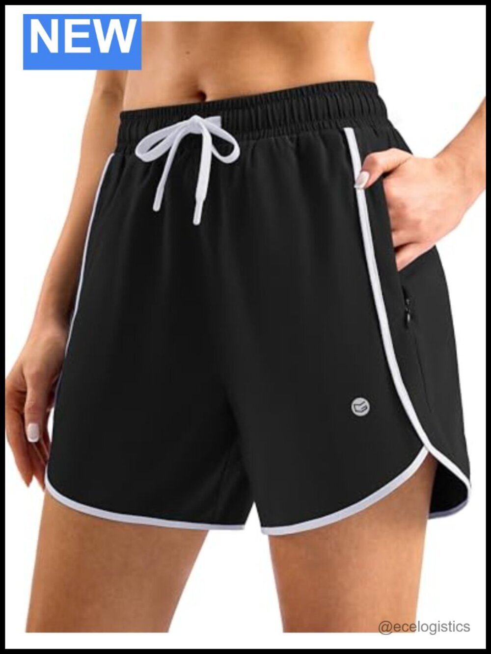 Women's 5" Swim Shorts with Zipper Pockets, Quick Dry Board Shorts with Liner,